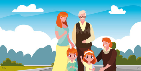 family together members in the outdoors