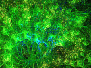 green abstract fractal background 3d rendering illustration