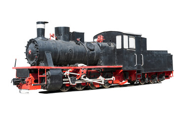 vintage black locomotive isolated on white background