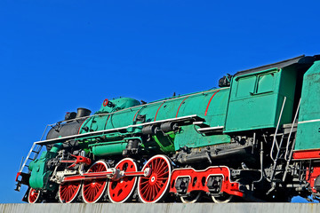 Naklejka premium Soviet passenger steam locomotive class IS (Joseph Stalin) model IS20-578 in Kiev, Ukraine. The 1st IS steam model was released from the Kolomna factory on October 4, 1932.