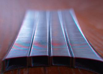 Curved steel blocks with chromatic aberrration bokeh background