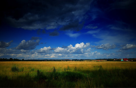 Cloudy Weather At Dramatic Summer Field Landscape Background Hd Buy This Stock Photo And Explore Similar Images At Adobe Stock Adobe Stock