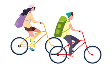 Fototapeta premium man and woman riding bicycle
