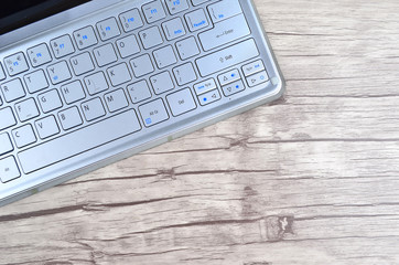 Laptop computer on a wooden desk