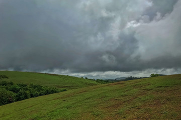 Beautiful morning view of Vagamon Meadows and sky