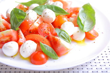 Italian caprese salad with tomatoes and mozzarella