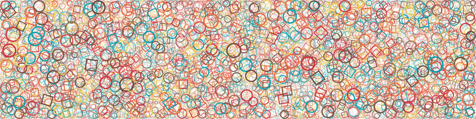 Abstract Generative Art color distributed donut figures background illustration