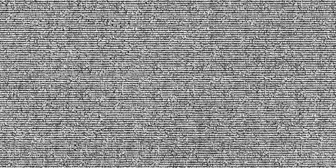 Texture or graphic pattern from short, thin line intersections, positioned vertically, obliquely, or horizontally. Textile. Paper. Monochrome. For posters, banners, retro and urban design