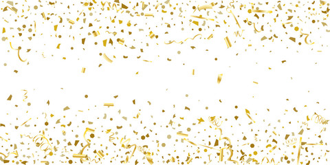 Golden glitter confetti on a white background.