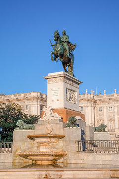 Monument to Philip ,  in the Plaza de Oriente, Madrid, Spain