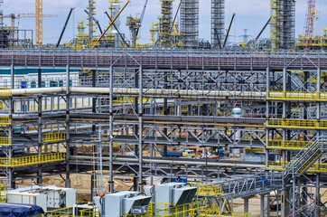 Railway communication with the passages for people and electrical wires. Large-scale construction