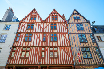 Old wooden half-timbered houses, Tours, Indre-et-Loire, Centre, France.