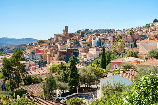 View of hilltop city of Grasse, Alpes-Maritimes, Provence-Alpes-C?te d'Azur, France.