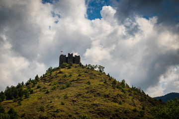Ruins of medieval fortress Maglic on top of hill by the Ibar river in Serbia. Valley of this river is also called Lilac valley.