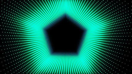 3d Illustration, Green dots lined up in lines It was put together until it was a Pentagon pipe.