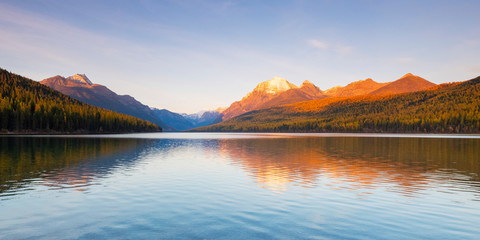 Autumn at Bowman Lake, Glacier National Park, Montana, USA