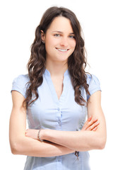 Fototapeta premium Portrait of a beautiful businesswoman isolated on white background