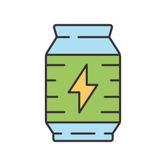 Energy drink color icon. Playerunknowns battlegrounds. Virtual video game equipment. Pubg recovery levels. Computer game inventory, item. Cybersport. Online multiplayer. Isolated vector illustration