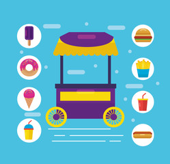 food trucks flat design image