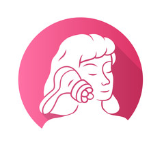 Face massager flat design long shadow glyph icon. Beauty device for home use. Cosmetology instrument. Skin care. Beauty parlour spa procedure. Vector silhouette illustration