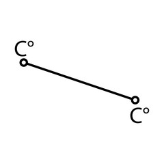 Line with degrees Celsius. Temperature sign