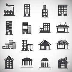 Real estate icons set on background for graphic and web design. Simple illustration. Internet concept symbol for website button or mobile app.