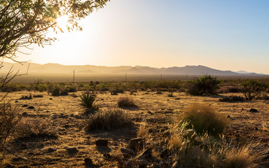 Fototapeta premium Sunset over North 93 Highway near Kingman