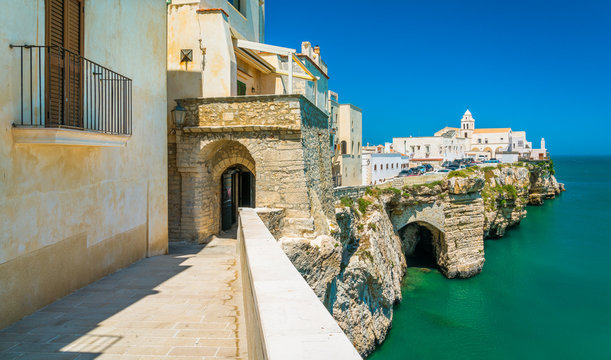 The beautiful Vieste on a sunny summer day. Gargano, Puglia (Apulia), southern Italy.