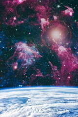 Sparkle shinny blue star particle motion on black background, starlight nebula in galaxy at universe Space background. This image furnished by NASA