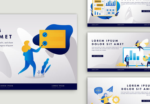 Illustrated Web Header Layout Set