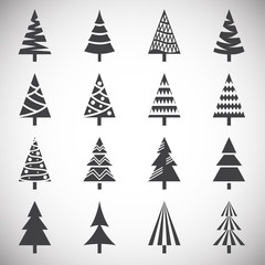 Christmas tree icons set on background for graphic and web design. Simple illustration. Internet concept symbol for website button or mobile app.