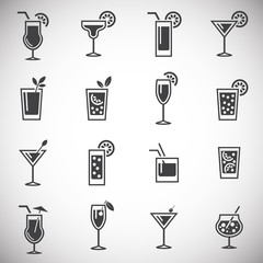 Cocktail related icons set on background for graphic and web design. Simple illustration. Internet concept symbol for website button or mobile app.