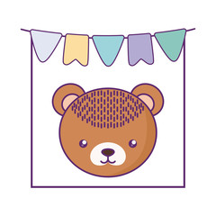 cute little bear baby with garland hanging