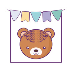 cute little bear baby with garland hanging