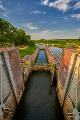 Biała Gora, Poland, Pomorskie Voivodeship, There is a sluice separating the Vistula and Nogat rivers