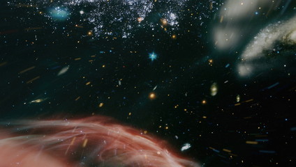 Far being shone nebula and star field against space. Elements of this image furnished by NASA. © Maximusdn