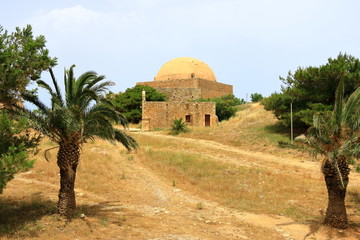 Rethymno, Crete island / Greece - May 28 2019: Charming old town Rethymno in Crete, Greece
