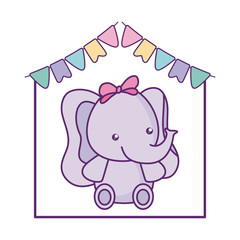 cute little elephant baby with garlands hanging
