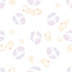 Color lotus flower hand drawn, floral seamless pattern, simple vector illustration