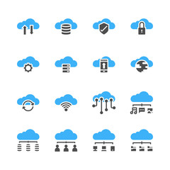 Obraz premium Cloud technology icon set in glyph design..Vector illustration