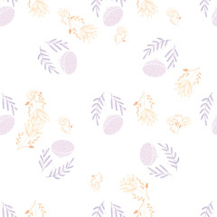 Color lotus flower hand drawn, floral seamless pattern, simple vector illustration