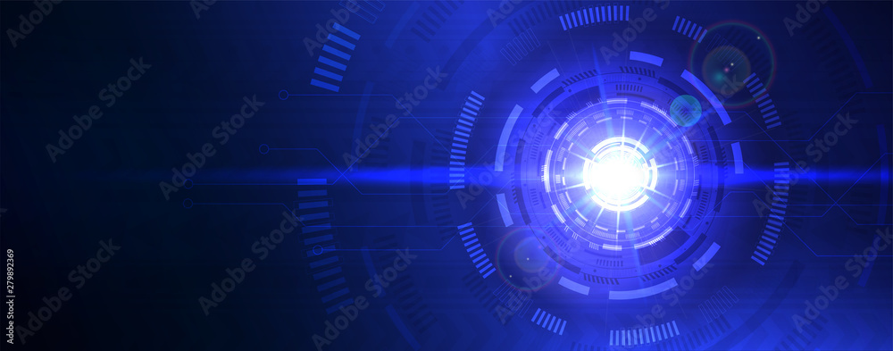 Poster circuit composed of digital abstract lens flare space. science and technology background. science fi