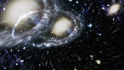Stars of a planet and galaxy in a free space. Cosmic galaxy background with nebula, stardust and...