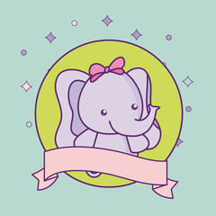 cute little elephant baby with ribbon