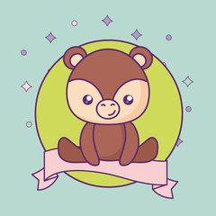 cute little bear baby with ribbon