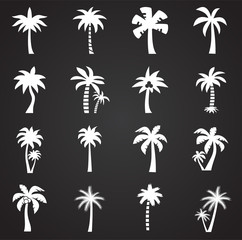 Palm tree related icon set on background for graphic and web design. Simple illustration. Internet concept symbol for website button or mobile app.
