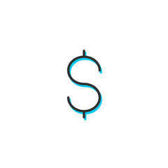 Dollar Sign Glitch currency icon. Vector illustration isolated on white background.