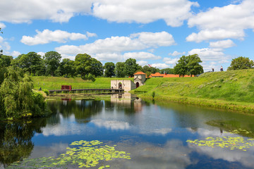 Obraz premium Old Citadel, Kastellet, view on bridge and King Gate, Copenhagen, Denmark