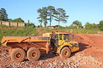 Obraz premium Dump truck on a road construction site