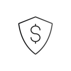 Dollar Money Currency Sign Shield Icon. Vector illustration isolated on white background.